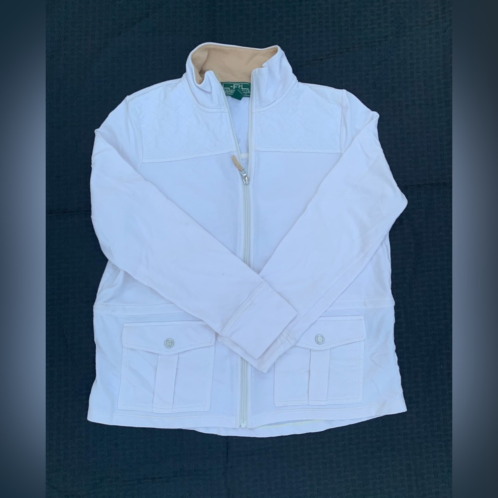 Lauren Active by Ralph Lauren Cream Zip-Up Sweater Women’s Size Large